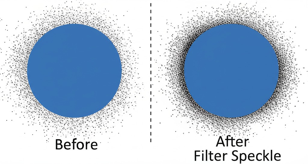An image before and after using Filter Speckle.